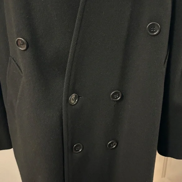 Vintage Michael Tong Black Wool Double-Breasted Long Coat - Picture 3 of 16
